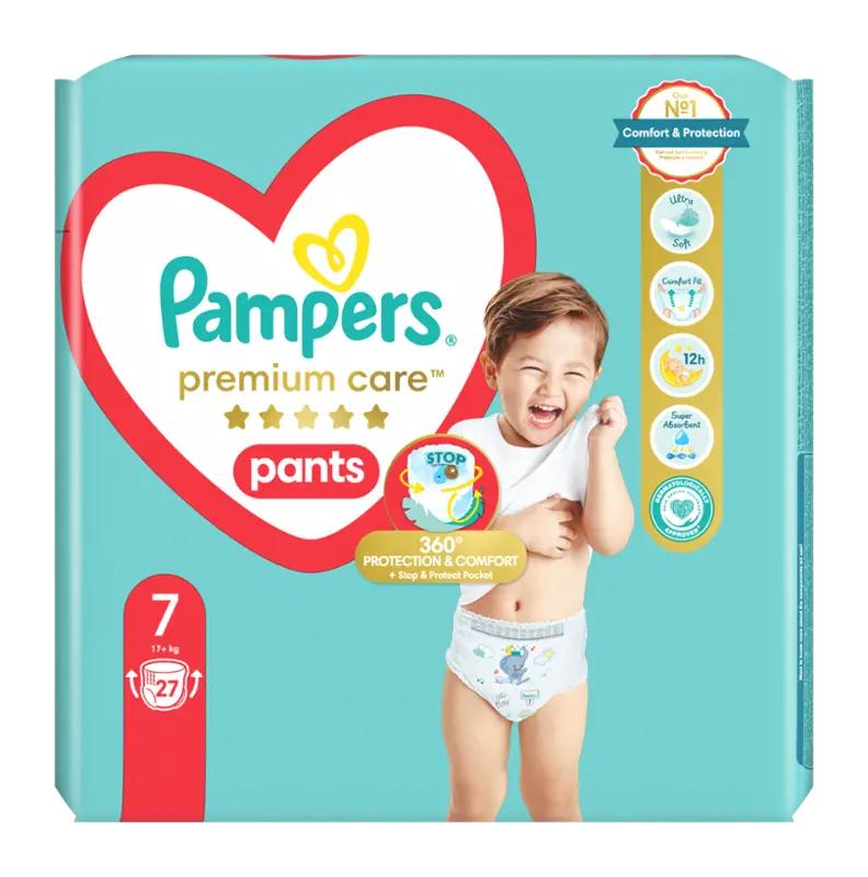 Pampers Plenkové kalhotky Premium Care 17+ kg vel. 7, 27 ks