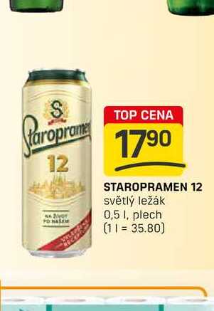 STAROPRAMEN 12 světlý ležák 0,5 1, plech