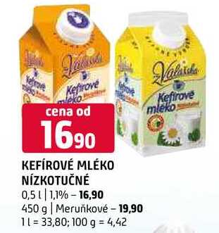 Kefírové mléko nízkotučné 450g, vybrané druhy