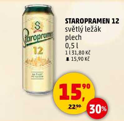 STAROPRAMEN 12 světlý ležák plech, 0,5 l 