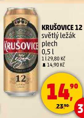 KRUŠOVICE 12 světlý ležák plech, 0,5 l 