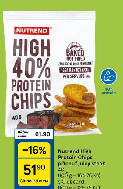 Nutrend High Protein Chips příchuť juicy steak, 40 g 