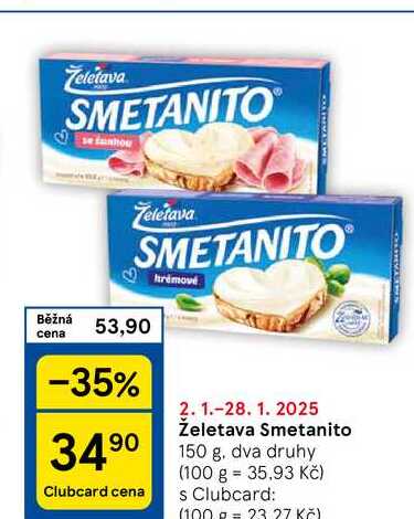 Želetava Smetanito, 150 g, dva druhy