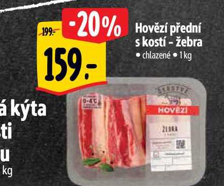   Hovězí přední s kostí - žebra 1 kg