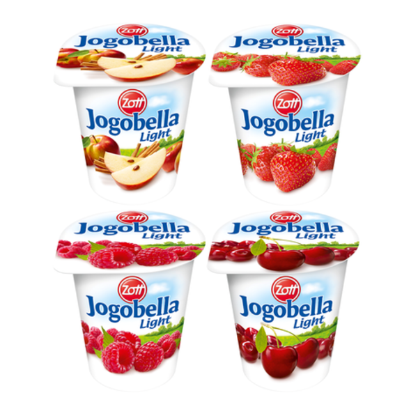 Zott Jogobella Light Mix příchutí (Jahoda, Malina, Pečené jablko, Višeň)