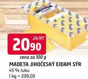 Madeta Jihočeský eidam sýr 45% 100g