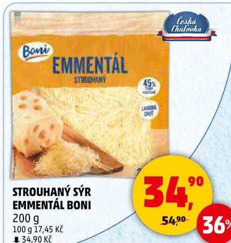 STROUHANÝ SÝR EMMENTÁL BONI, 200 g