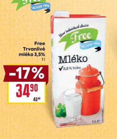 Free Trvanlivé mléko 3,5% 1l