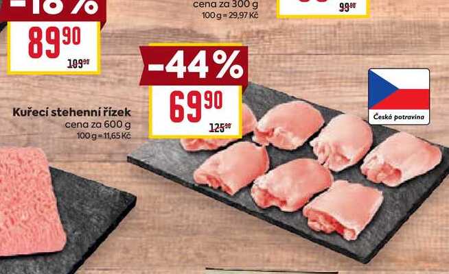 Kuřecí stehenní řízek cena za 600 g