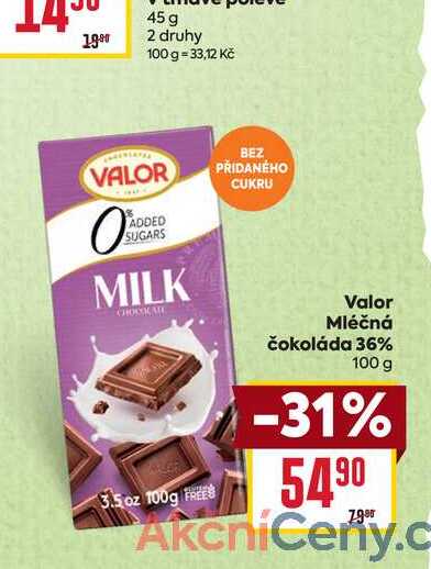 Valor Mléčná čokoláda 36% 100 g