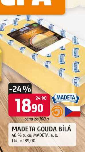 MADETA GOUDA BÍLÁ 48% tuku, 100g