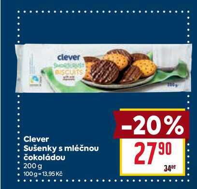 Clever Sušenky s mléčnou čokoládou 200 g