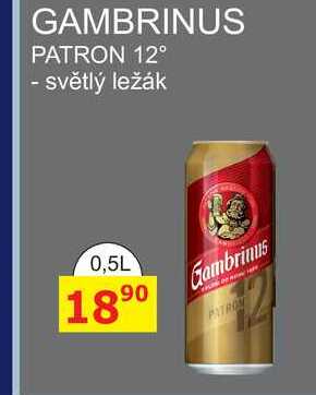 GAMBRINUS PATRON 12° - světlý ležák 0,5L 