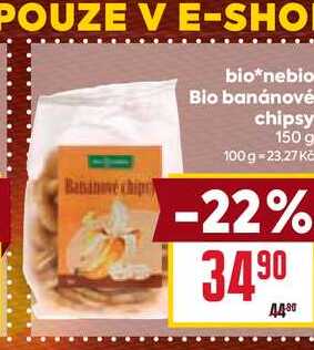 bio*nebio Bio banánové chipsy 150 g