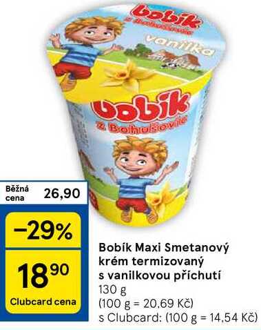 Bobík Maxi Smetanový krém termizovaný s vanilkovou příchutí, 130 g 