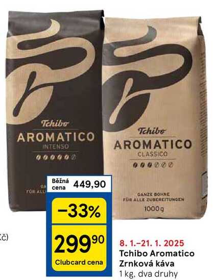 Tchibo Aromatico Zrnková káva, 1 kg, dva druhy 