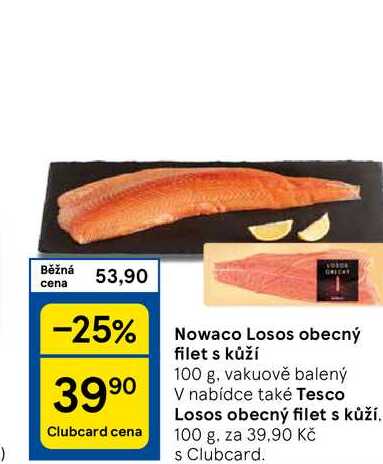 Nowaco Losos obecný filet s kůží, 100 g, vakuově balený