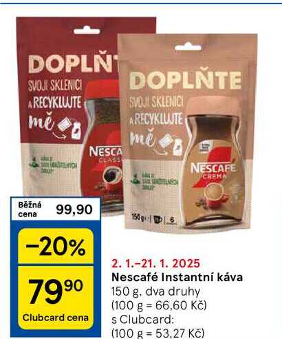 Nescafé Instantní káva, 150 g, dva druhy