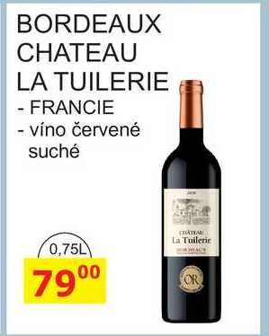 BORDEAUX CHATEAU LA TUILERIE - FRANCIE 0.75L