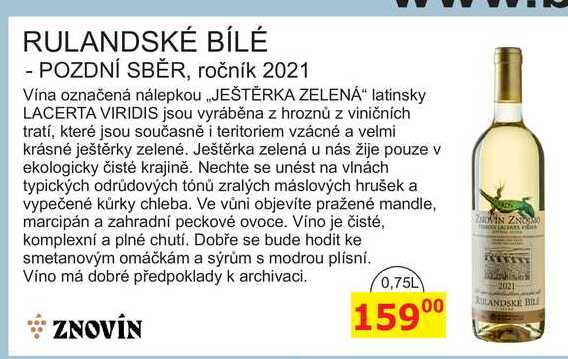 ZNOVÍN 0,75L RULANDSKÉ BÍLÉ 