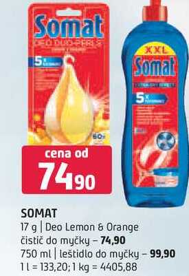 Somat 17 g Deo Lemon & Orange čistič do myčky 750 ml leštidlo do myčky 