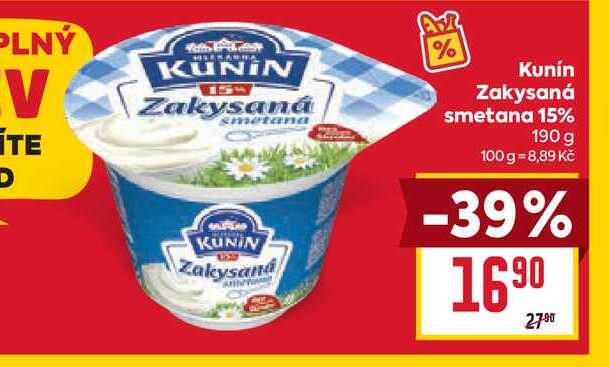 Kunín Zakysaná smetana 15% 190 g 