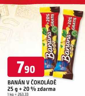 BANÁN V ČOKOLÁDĚ 25 g + 20% zdarma