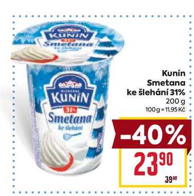 Kunín Smetana ke šlehání 31% 200 g 