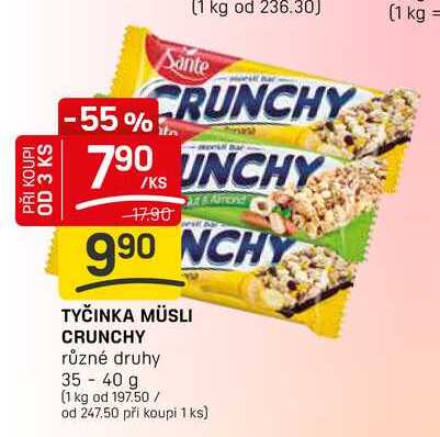 TYČINKA MÜSLI CRUNCHY různé druhy 35-40 g