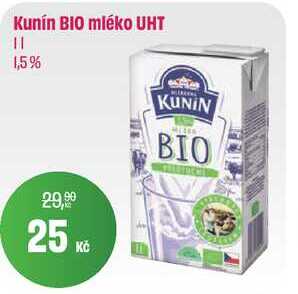 Kunín BIO mléko UHT 1,5% 1l