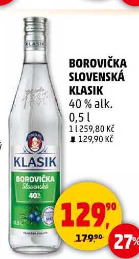 BOROVIČKA SLOVENSKÁ KLASIK 40% alk., 0,5 l