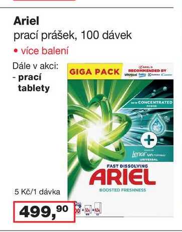 Ariel prací prášek 100 dávek, vybrané druhy 