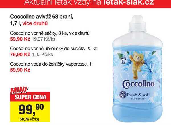 Coccolino aviváž 68 praní, 1,7 l, více druhů 