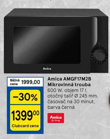 Amica AMGF17M2B Mikrovlnná trouba 600 W. objem 17 I