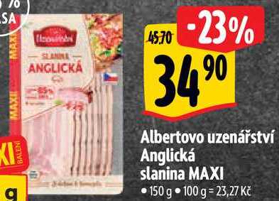 Albertovo uzenářství Anglická slanina MAXI, 150 g