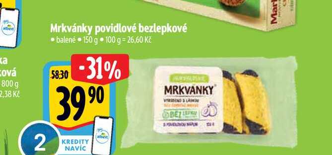   Mrkvánky povidlové bezlepkové balené 150 g  