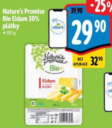 Nature's Promise Bio Eidam 30% plátky, 100 g