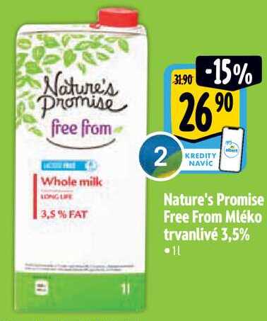 Nature's Promise Free From Mléko trvanlivé 3,5%, 1 l