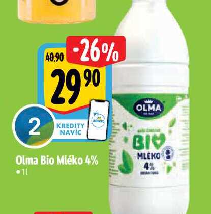  Olma Bio Mléko 4% 1 l