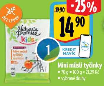 Mini müsli tyčinky, 70 g