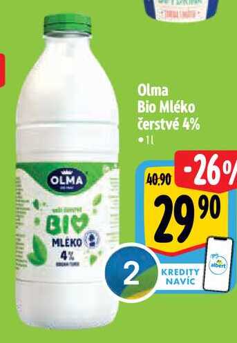 Olma Bio Mléko čerstvé 4%, 1 l