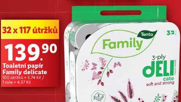 Toaletní papír Family delicate, 32 rolí