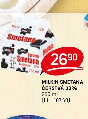 MILKIN SMETANA ČERSTVÁ 33% 250ml