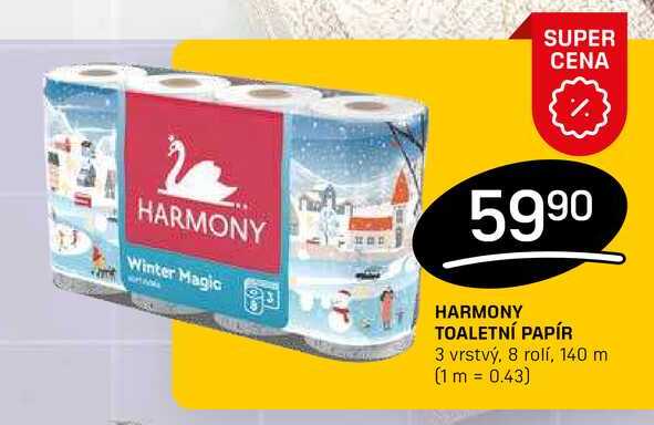 HARMONY TOALETNÍ PAPÍR 3 vrstvý, 8 rolí, 140 m 