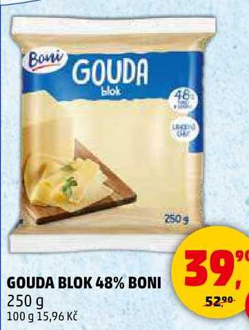 GOUDA BLOK 48% BONI, 250 g 