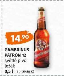 GAMBRINUS PATRON 12 světlé pivo ležák 0,5l