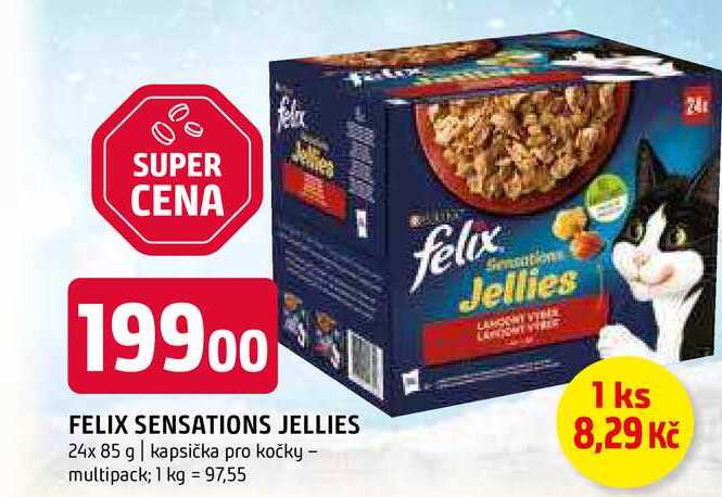 Felix Sensations Jellies 24x 85 g kapsička pro kočky multipack