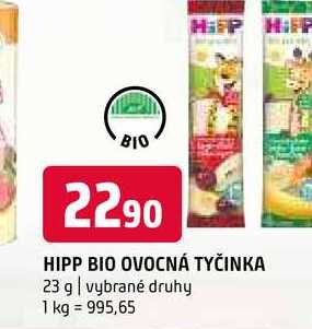 HiPP Bio ovocná tyčinka vybrané druhy 23g