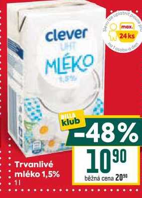 Trvanlivé mléko 1,5% 1l