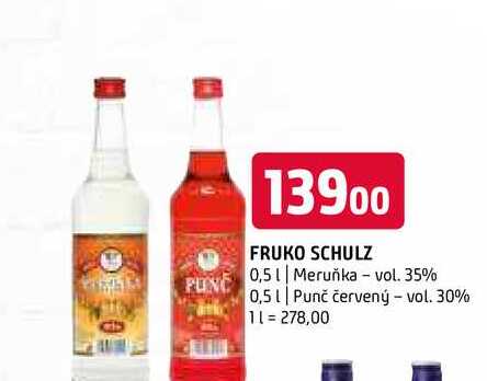 Fruko schulz 0,5l Meruňka vol. 35% 0,5l Punč červený vol. 30% 